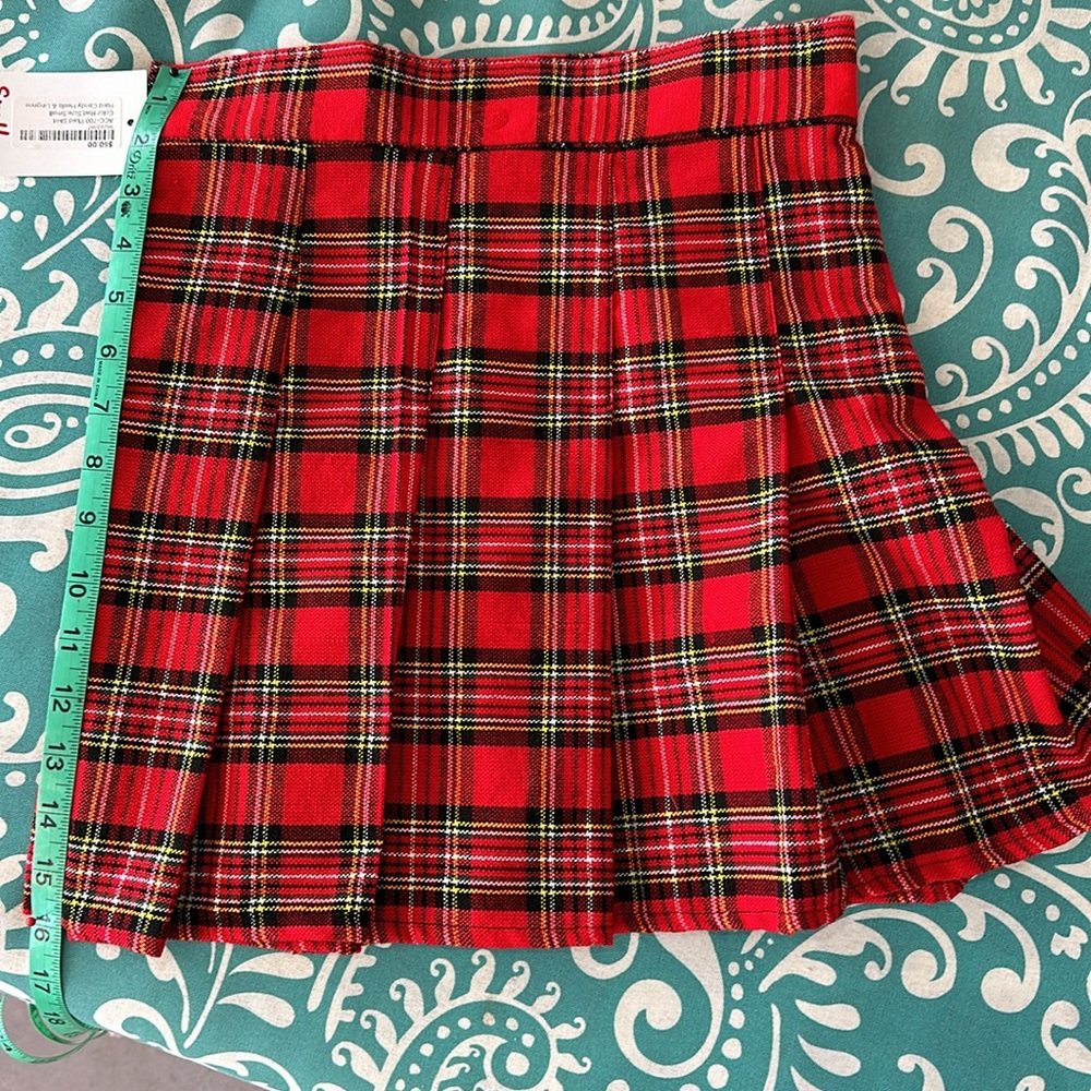 Red Plaid Skirt High Waist-Multiple Sizes - Picture 3 of 4